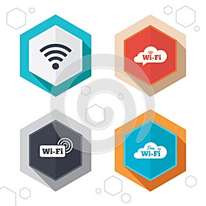 Wifi Wireless Network icons. Wi-fi speech bubble