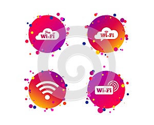 Wifi Wireless Network icons. Wi-fi speech bubble. Vector