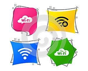 Wifi Wireless Network icons. Wi-fi zone locked. Vector