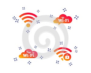 Wifi Wireless Network icons. Wi-fi zone locked. Vector