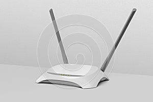WiFi wireless router, copy space. Wireless device for broadband Wi-Fi 6 network in office or home.