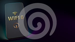 Wifi6 word on smart phone  3d rendering for networking content
