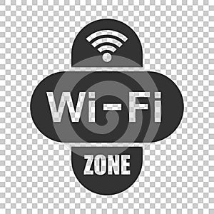 Wifi zone internet sign icon in flat style. Wi-fi wireless technology vector illustration on isolated background. Network wifi