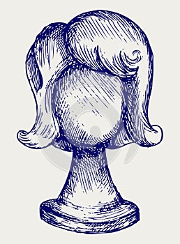 Wig on mannequin head