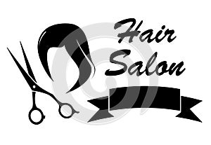 Wig and scissors on barber icon