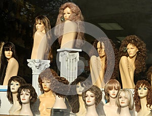 Wig Shop Window Display