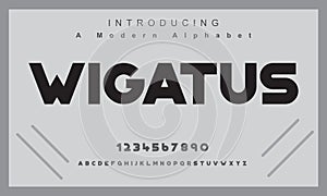Wigatus font. Elegant alphabet letters font and number.