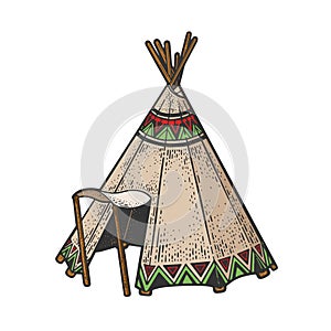 Wigwam hut sketch vector illustration