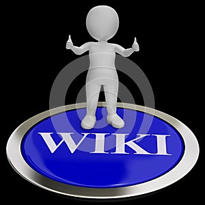 Wiki Button Shows Online Information Or Encyclopedia