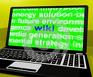 Wiki Laptop Shows Online Websites Knowledge Or Encyclopedia On I