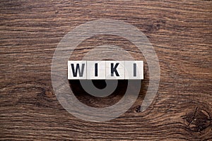 Wiki - word concept on building blocks, text