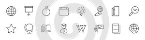 Wikipedia`s birthday Line Icon. Wikipedia, Open Book, Teacher. Editable Stroke photo