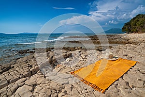 Wild Adriatic sea beach. Croatia, Losinj island