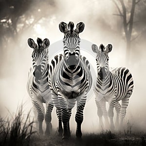 of a wild African zebras  Made With Generative AI illustration