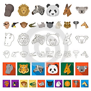 Wild animal cartoon icons in set collection for design. Mammal and bird vector symbol stock web illustration.