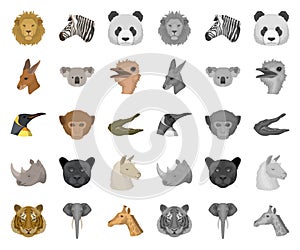 Wild animal cartoon,mono icons in set collection for design. Mammal and bird vector symbol stock web illustration.