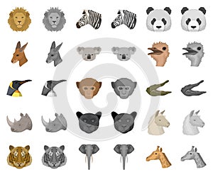 Wild animal cartoon,monochrom icons in set collection for design. Mammal and bird vector symbol stock web illustration.