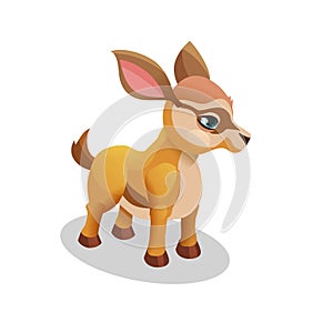 Wild animal cute baby gazelle in isometric style for zoo. Vector illustration.