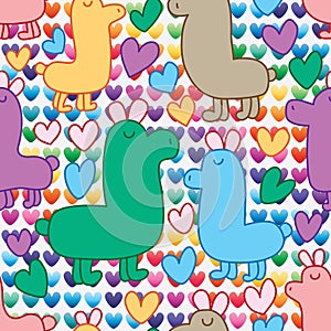 Wild animal cute love vertical seamless pattern