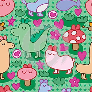 Wild animal cute zen seamless pattern