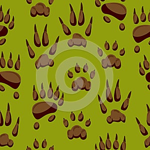 Wild animal paw hand steps vector animalistic pets claw or of cat or dog and pawed bear or monkey foot illustration