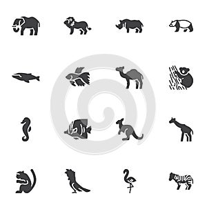 Wild animal vector icons set