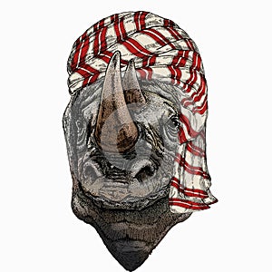 Wild animal wearing keffiyeh or kufiya. Animal head.