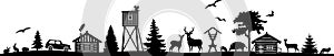 Wild Animals Forest Landscape Vector Silhouette