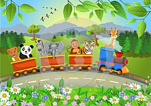 Wild animals going by train