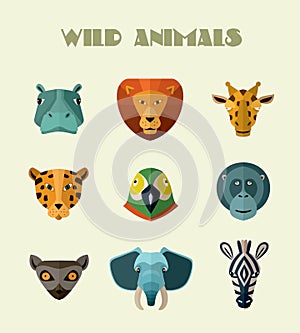Wild animals icons. Vector format.