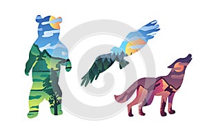 Wild animals vector illustrations set