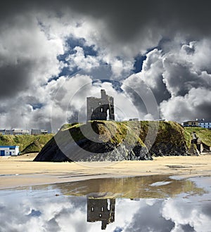 Wild atlantic way castle ruins and beach