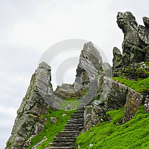 Wild Atlantic Way: Climbers beware! Do not be distracted by beauty above, below, or to either side of treacherous staircase!