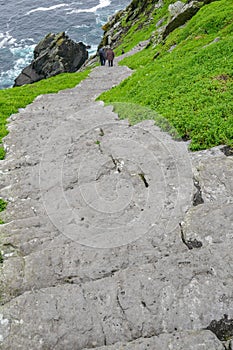 Wild Atlantic Way Ireland: Welcome return to sea level close for weary but exhilarated pilgrims on Skellig Michael.