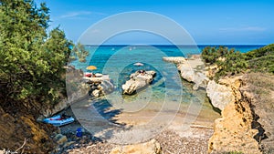 Wild beach at Canal d`amour, Sidari region, Corfu island, Greece