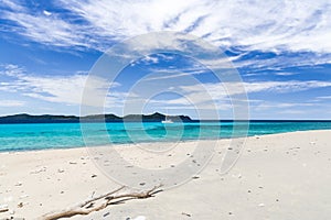 Wild beach and catamaran