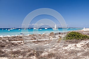 Wild beach on the island of Formentera, Spain