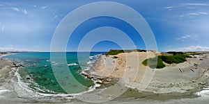 Wild beach and ocean. VR 360.