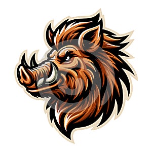 wild beast animal hog boar pig head face mascot design vector illustration, logo template isolated on white background