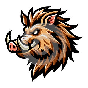 wild beast animal hog boar pig head face mascot design vector illustration, logo template isolated on white background