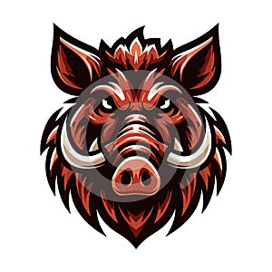 wild beast animal hog boar pig head face mascot design vector illustration, logo template isolated on white background