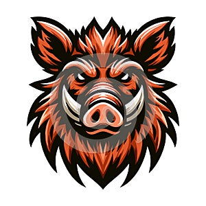 wild beast animal hog boar pig head face mascot design vector illustration, logo template isolated on white background