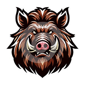 wild beast animal hog boar pig head face mascot design vector illustration, logo template isolated on white background