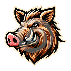 wild beast animal hog boar pig head face mascot design vector illustration, logo template isolated on white background