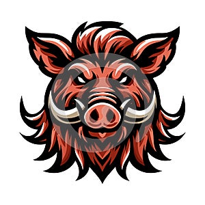 wild beast animal hog boar pig head face mascot design vector illustration, logo template isolated on white background