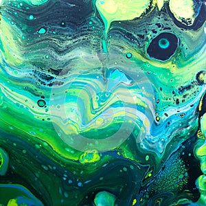 Wild Green Acrylic Pour Painting