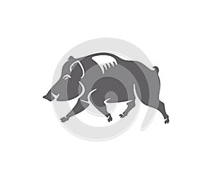 Wild boar, boar, pig, piglet and piggy, silhouette and graphic design