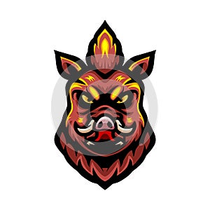 Wild boar head logo mascot design