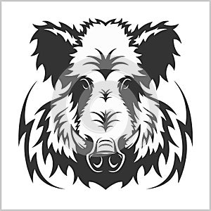 Wild Boar Head Logo Mascot Emblem