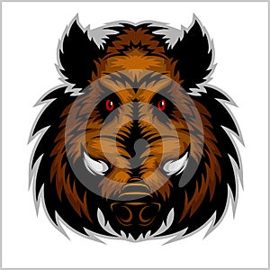 Wild Boar Head Logo Mascot Emblem